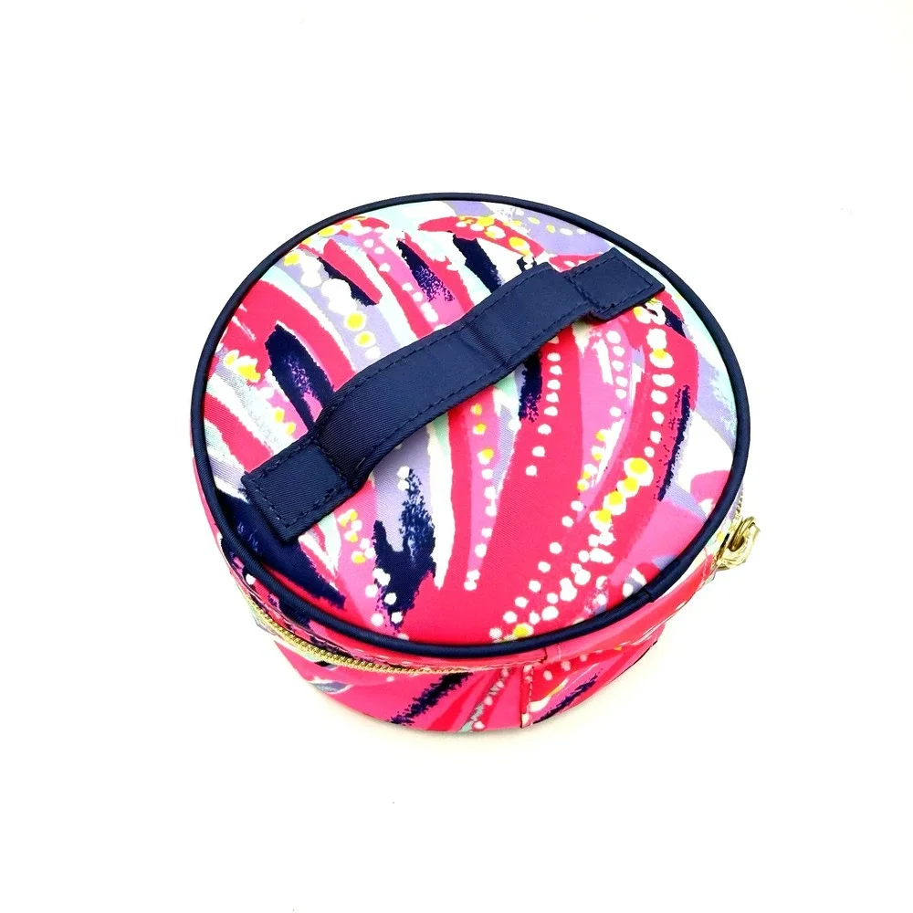 Lilly Pulitzer Pouch Drawstring & Zipper Makeup Bag Dragonfruit Oh My Guava 2 pc